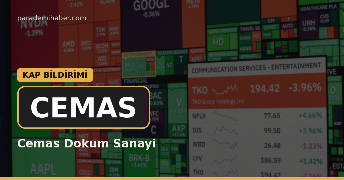 Cemas Dokum Sanayi (CEMAS) — kap bi̇ldi̇ri̇mi̇ haberi görseli